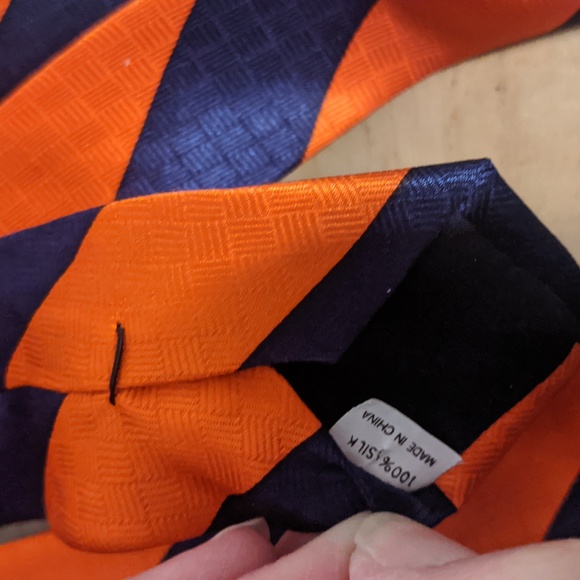 Vintage University of Illinois Silk Tie Stripes Logo Orange Blue Adult Illini - Picture 7 of 7